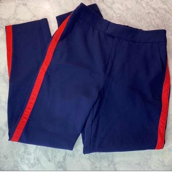 H&M L.O.G.G. Navy Red Side Stripe Pants Women’s Size 6 Style 205436 - Picture 1 of 4